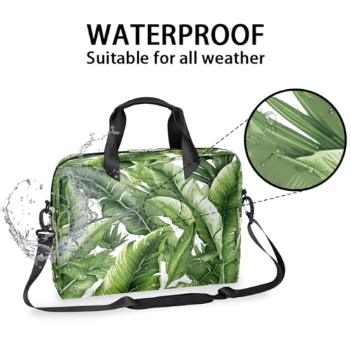 Maletín para laptop 15.6-16" verde con hojas tropicales miniatura 3