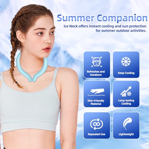 Image of Neck Cooling Tube, Wearable Body Cooler Freeze Below 64F with Insulated Bag, Reusable Cooling Neck Wraps for Summer, Outdoor Sports, Hiking, Travel, Hot Weather Relief for Men & Women (Blue)