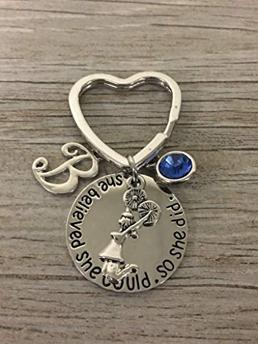 Infinity Collection - Personalized Cheer Keychain with Birthstone & Letter - Custom She Believed She Could Cheerleading Gift for Teams, and Coaches2
