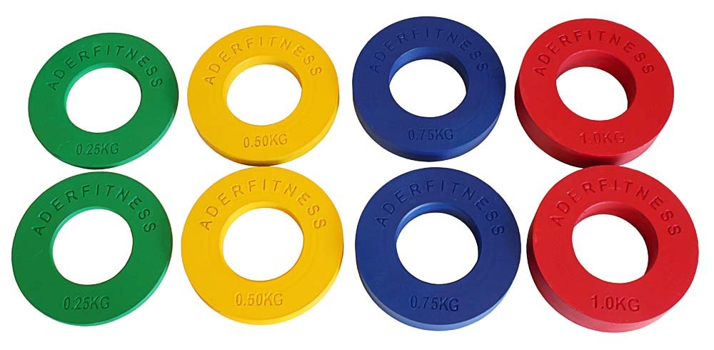 Ader Fractional Olympic Plates 1/4,1/2,/3/4,1.0Kgs (.55, 1.1, 1.65, 2.2LBs)4 Pairs