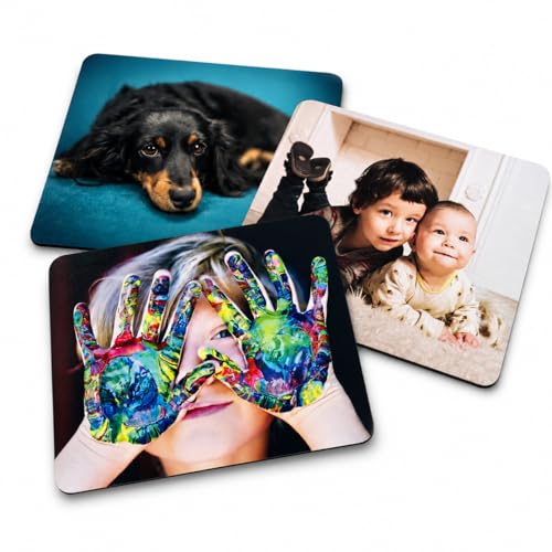 Personalised Mouse Mat with Photo & Text - Custom Mouse Pad Non Slip Neoprene Mousemat 22 x 18 cm Photo Gift for Office Gaming & Home Desk