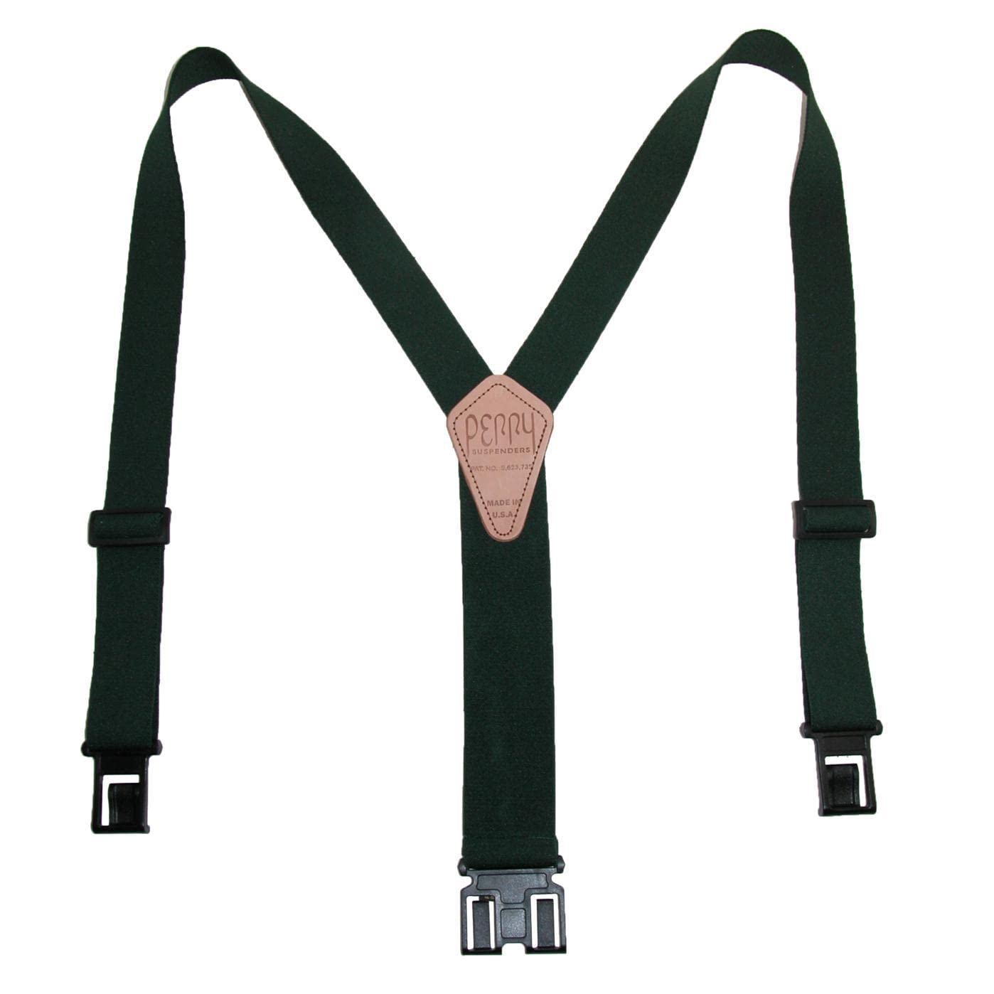 Mens Elastic Hook End 1 1/2 Inch Suspenders (Tall Available) Green/Regular AD