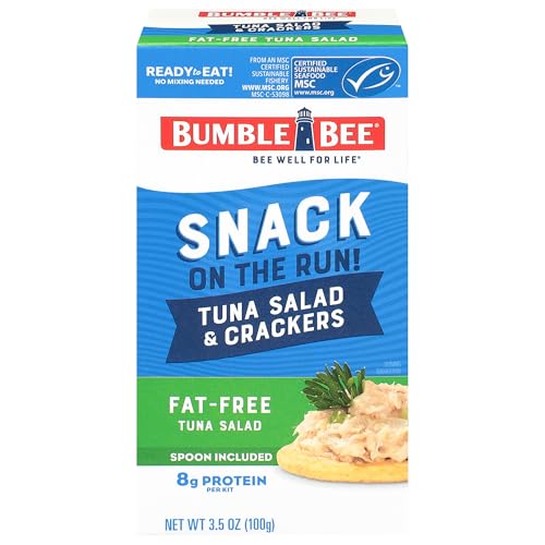 Bumble Bee Snack On The Run! Protein Snack Pack - 8g Protein per Box - Fat Free Tuna Salad with Crackers Kit - Ready to Eat Easy-Open Can - Wild Caught MSC-Certified Tuna (Pack of 1)