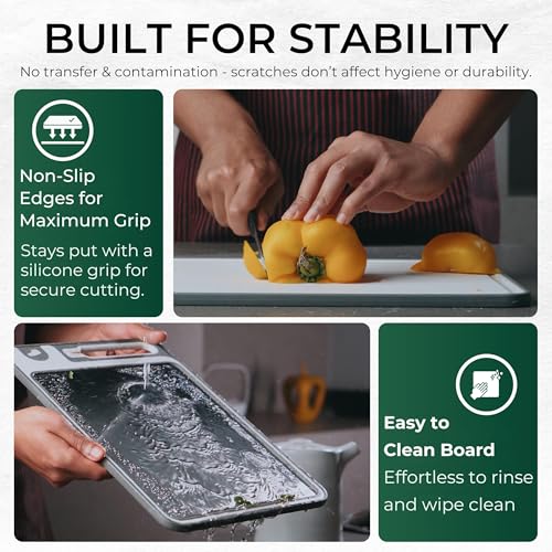 Tabla de cortar inoxidable 3 piezas con afilador integrado miniatura 6