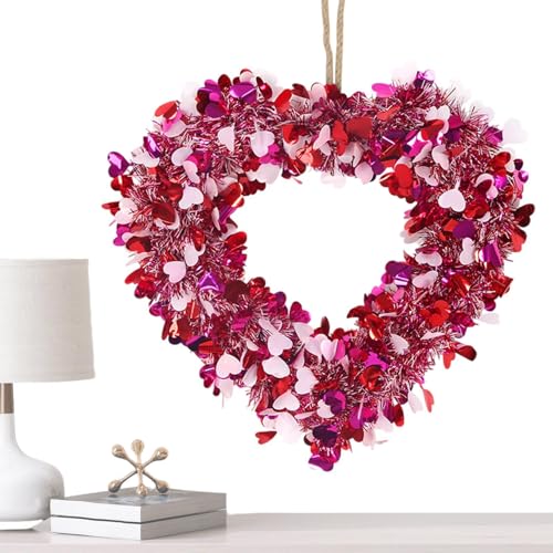 Decoración De Pared De Corazones,Coronas De Corazones del Día De San Valentín - Corona De Corazón Reutilizable | Corona Artificial para Decoración Interior Y Exterior.