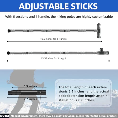 aiGear G2 Tactical Stick Hiking Walking Staff - Trekking Poles Outdoor Adjustable Hiking Stick for Camping Hiking 5 Tubes 40.5 inch（Without Tool） - Thumbnail 5