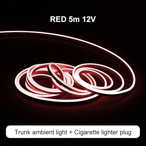 Miniatura 3 de Para Tesla Modelo Y 21-23 16.4 ft Tira de luz LED de coche Flexible Delantero Tronco Tronco Impermeable Neon Strip Interior Accesorios (Rojo)