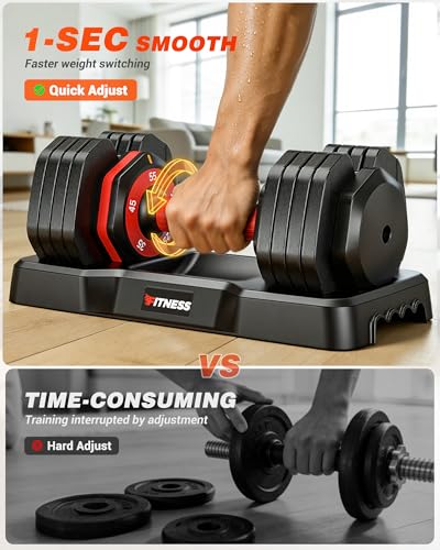 Image of Rendpas Adjustable Dumbbell Set, Quick Adjust Free Weights for Home Gym