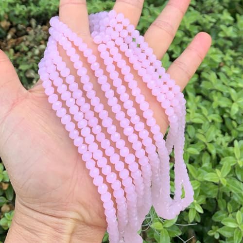Image of 500pcs Czech Faceted Rondelle Crystal Glass Beads 6mm Bulk Pink Rose Opal