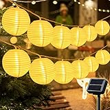 Spezifikation dieser Solar Lichterkette Lampions warmweiß. Kabellänge zwischen jeder Laterne: 25cm.