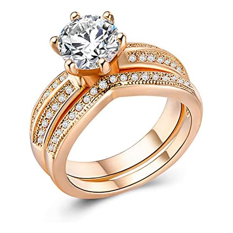 Ahloe Jewelry CEJUG 2.3Ct Solitaire CZ Engagement Rings for Women 14K Gold Wedding Bands Bridal Ring Sets Promise Anniversary Size 6 Cover