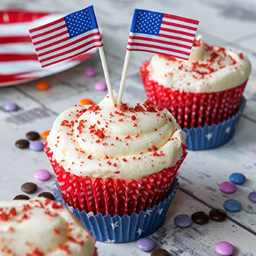 Efivs Arts 100 Pcs 4Th Of July American Toothpick Flag Toppers Cake Decorations Independence Day Patriotic Cupcake Toppers Picks For Army Graduation Party Supplies #TOP5