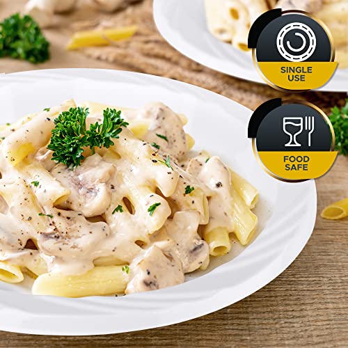 PAMI Pack of 100 9 Inch White Plastic Dessert Plates Heavy Duty Microwavable Disposable Plates for Dessert Dinner Parties - Thumbnail 4