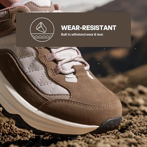 NORTIV 8 Women's Waterproof Hiking Shoes with Arch Support Outdoors Leather Walking Trekking Camping Tennis Workout Cross Training Sneakers Wicklow,Size 8.5,Tan,NWUMHI2503