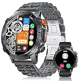 Smartwatch Herren mit Telefonfunktion,Fitness Tracker 1.43“AMOLED-Display Armbanduhr Herren Smartwatch mit Pulsmesser Schlafmonitor Schrittzähler,100 Sportmodi IP68 Kalorien Android iOS