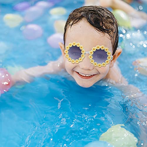 Xefinal Round Daisy Flower Girls Sunglasses 7 Pack,Kids Flower Sunglasses Bulk Party Favors Cute Outdoor Beach Eyewear (7-Pack) #TOP6