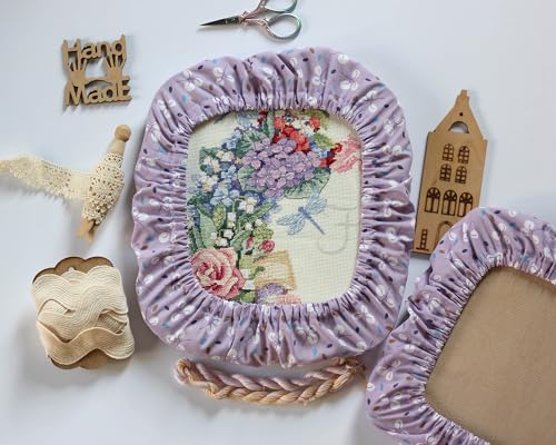 Grime Guard Q-Snap 8 x 8 Inch Cotton Hoop Cover Nurge size 3 Hoop Square Embroidery, Quilting, Punch Needle, and Craft Sewing (Purple)3