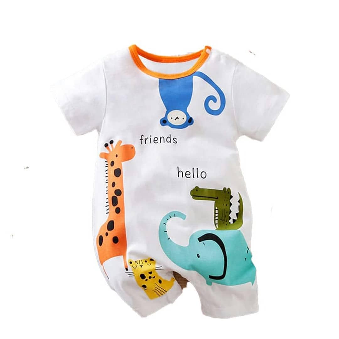 MiniTAQUnisex-Baby Hello Friends Summer Baby Romper