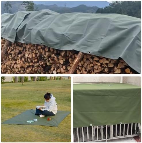 Heavy Duty Green Oxford Cloth Tarpaulin 1.5x4m with Grommets Water Resistant Cover for Car Roof Boat Camp Canopy Canvas Tarp 3x4m Optional