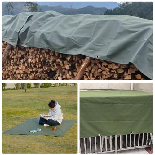 Telo Impermeabile Resistente 1,2x3,6 m, Verde, con Occhielli, Tela Resistente da 600 g/m², Ideale per Campeggio, Escursionismo e situazioni di Emergenza.