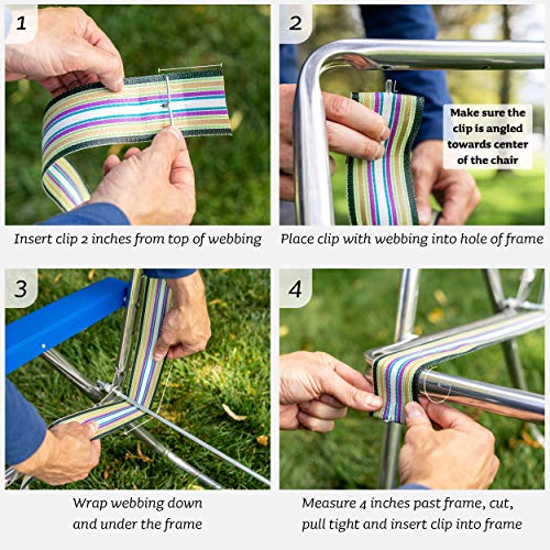 Lawn Chair Usa Chair Replacement Lawn Chair Webbing - Webbing For Lawn Chairs. Uv-Resistant Straps Made With Durable Polypropylene. Chair Webbing Kit (2 1/4" X 150', Sea Island White) #TOP4