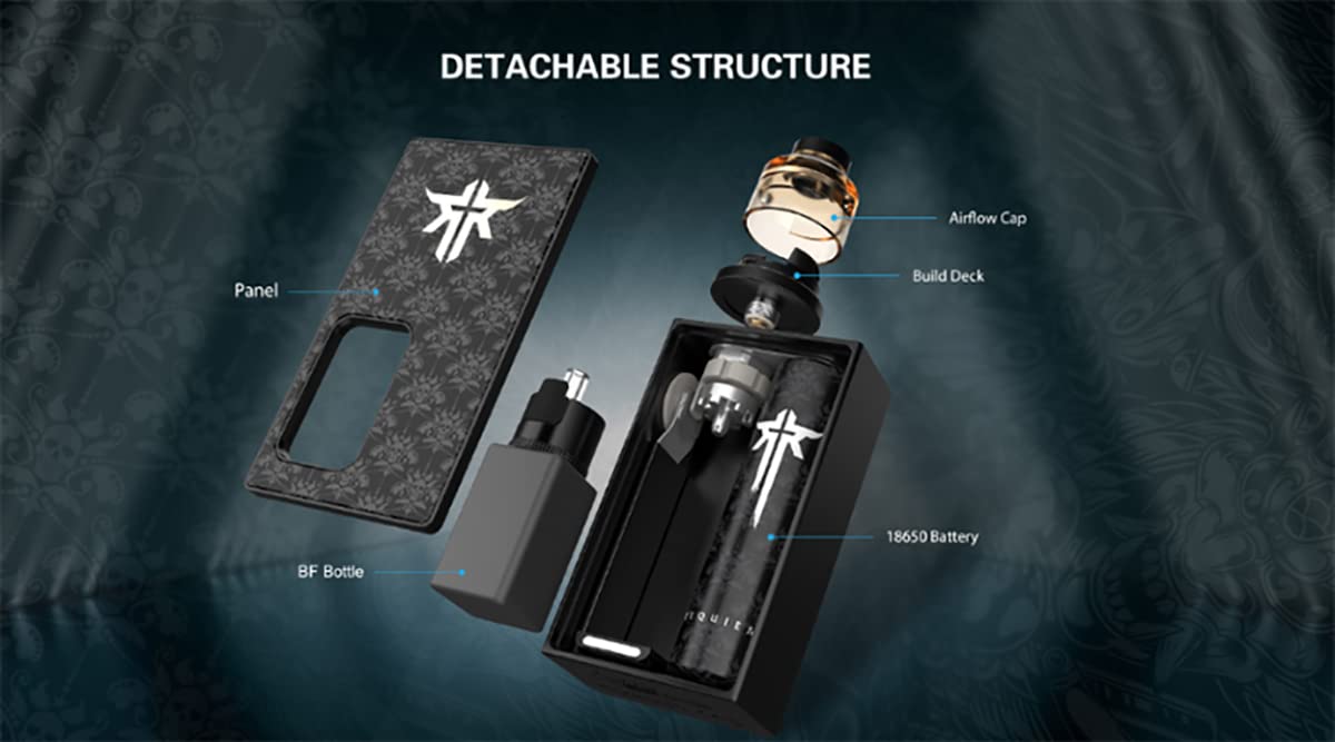 E-leaf, Vandy-Vape Requiem BF Kit alimentado por una sola batería 18650 y  botella Squonk de 6 ml con bobina Clapton fusionada 100% original (batería  no incluida) : Amazon.es: Electrónica