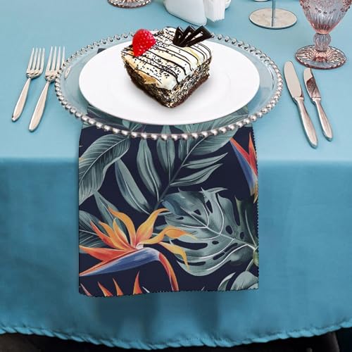 Servilletas de tela con diseño hojas tropicales 47.5x47.5 cm miniatura 4