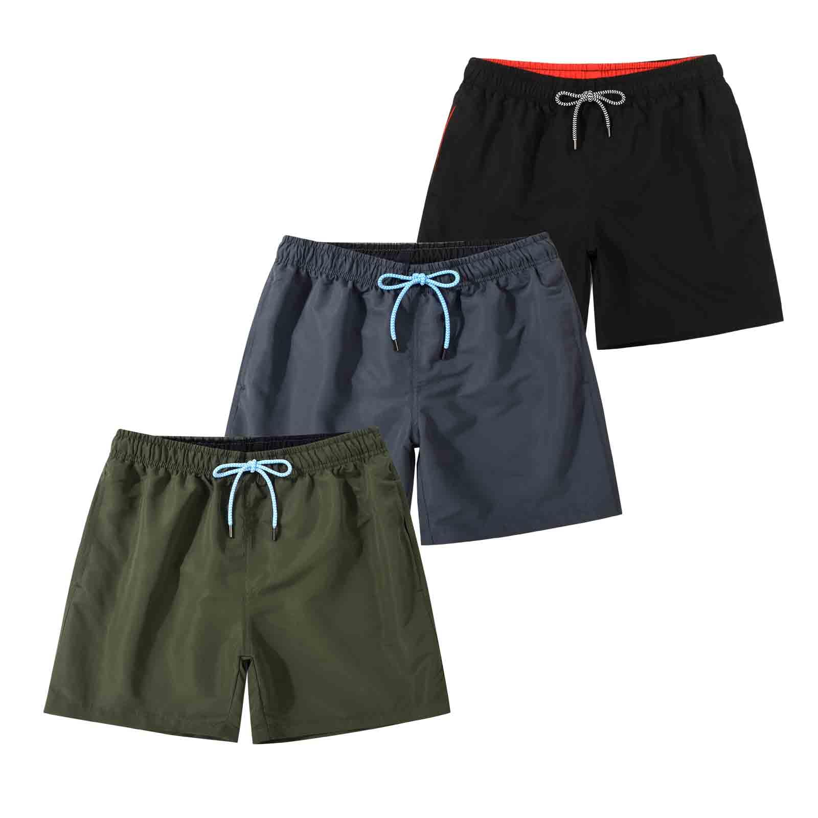 SUNDAY ROSE 3 Pack Mens Swim Trunks with Mesh Lining Quick Dry Swim Shorts Bathing Suit for Men