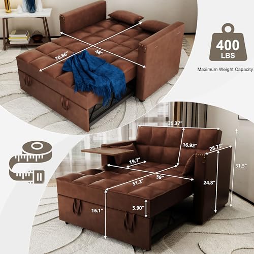 Orrd SOFA BED 3-In-1 Multi-Functional Faux Leather Sleeper Couch Pull-Out Bed thumb #1