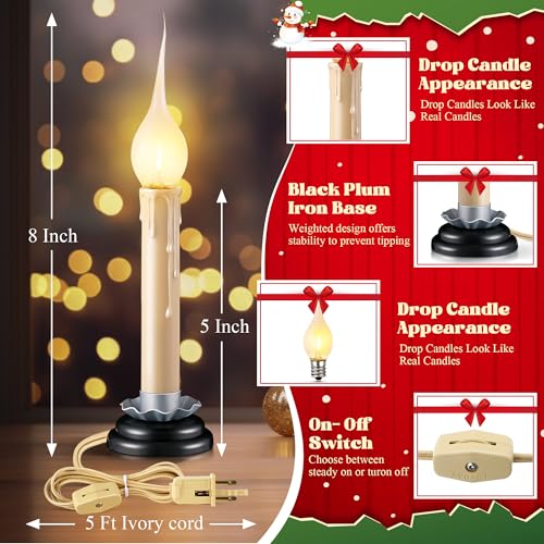 Enhon-4-Pack-5-Inch-Electric-Rustic-Country-Candle-Lights-with-Replacement-Silicone-LED-Light-Bulbs-06W-C7-Plug-in-Christmas-Electric-Window-Candles-Lights-with-5-FT-Cord-OnOff-Switch Enhon 4 Pack 5 Inch Electric Rustic Country Candle Lights with Replacement Silicone LED Light Bulbs 06W C7 Plug in Christmas Electric Window Candles Lights with 5 FT Cord OnOff Switch