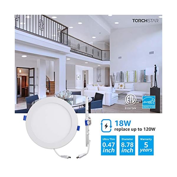 LED-Lichterketten Schlafzimmer, 18W 8'' Ultra Thin Deckeneinbauleuchte mit J-Box – Bild 3