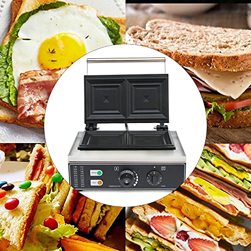 Sandwich Maker, 110V Commercial 2Pcs Sandwich Makers And Panini Presses With Non-Stick Plates, Led Indicator Lights Sandwich Toaster For Bakeries, Home #TOP1