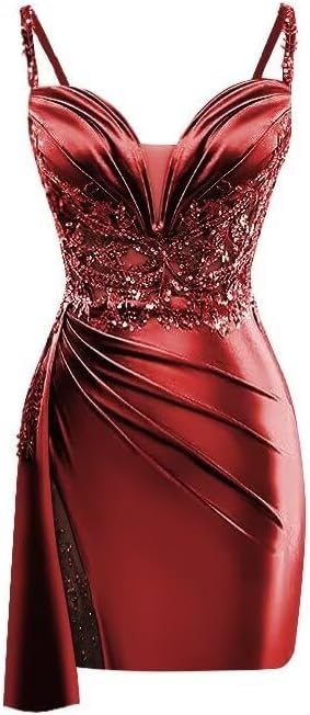 Lace Appliques Satin Homecoming Dresses Tight Beads V Neck Short Porm Dress