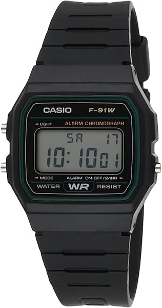 Casio F-91W-3DG - Black Watch, Black/White, Strap