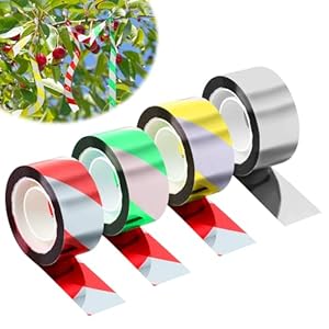 unillea 4PCS Reflective Bird Scarer Tape 0.98in x 656ft (4 Rolls) Bird Scarers for Gardens, Anti Pigeons Deterrent Strips, Weatherproof Non-Adhesive Bird Repellent Devices for Orchard Patio Balcony