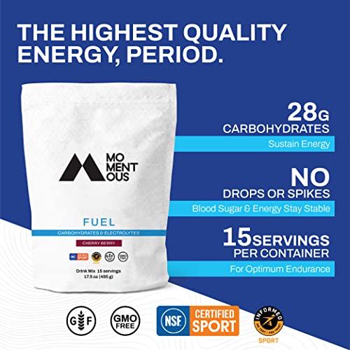 Momentous | Fuel, Intra-Workout Carbs & Electrolyte, 28G Of Carbs Per Serving, 15 Serving Bag, Cherry Berry #TOP1