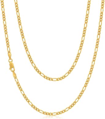Alexander Castle 18" Solid 9ct Gold Chain Figaro Chain Necklace - 3mm - Yellow Gold Necklace for Women with Jewellery Gift Box