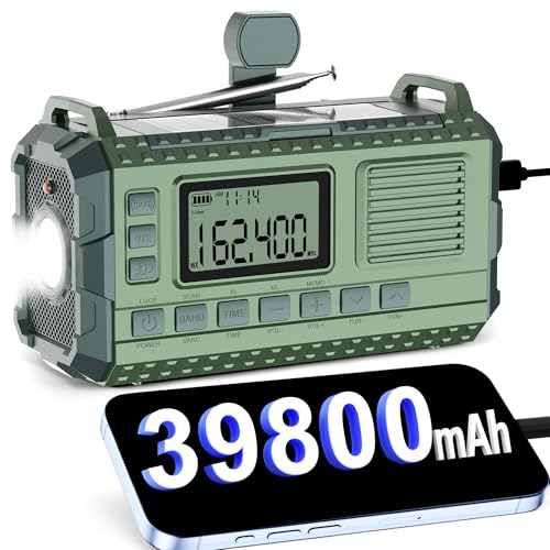 Emergency Weather Radio & Power Bank with Flashlight (Green)