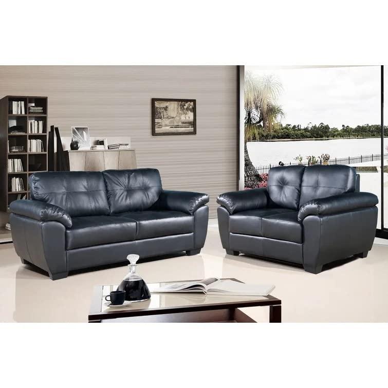 Avina 3+2 Seater Faux Leather Sofa Set for Living Room (Black)-image-28