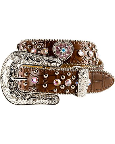M&F Western Girls' Hearts Belt (Little Big Kids), Brown, 18