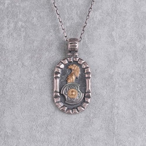 KAMBO 925 Sterling Silver Men Necklace with Warrior Pendant – Ancient Roman Spartan Shield and Helmet Design – Handmade Gothic Necklace with Chain4