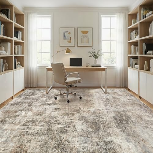 Tapete decorativo lavable de área 9x12 pies marrón miniatura 4