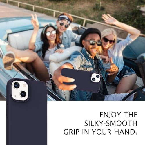 Image of DIZORO Microfiber Candy Case Compatible for iPhone 13 / iPhone 14 6.1 Inch Shockproof Slim Back Cover Liquid Silicone Case (Deep Purple)