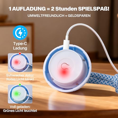 Pet Prime Intelligentes Hundespielzeug Fussball – Mit LED-Leine, 3 Spielmodi, USB-Aufladbar & Automatischem Energiesparmodus