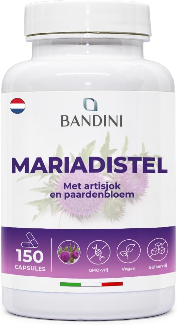Mariadistel Complex met Artisjokextract en Paardenbloem 150 Capsules, Hooggedoseerd met 80% Silymarine, Mariadistel + Paardenbloem, 100% Veganistisch, Diureticum en Depuratief, HPLC-methode