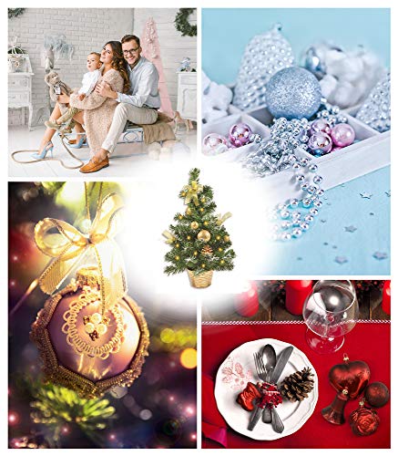 Riffelmaker Versierde mini-kerstboom, 50 cm, kleur naar keuze, met lichtketting, linten en kerstballen - Image 3