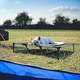UISEBER Hundebett Erhöhtes Haustierbett 122 x 92 x 102 cm Hundeliege Outdoor mit Überdach für große Hunde bis 60 kg Wasserdicht Hundebetten für Innen und Außen Grau +Schwarz【XL】