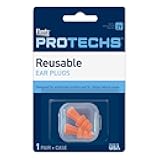 Protechs Ear Plugs, 1 Pair of reusable Ear Plugs for Sleeping, Snoring, Loud Noise, Concerts, Construction, Studying & Traveling, NRR 27, Orange, Made in the USA