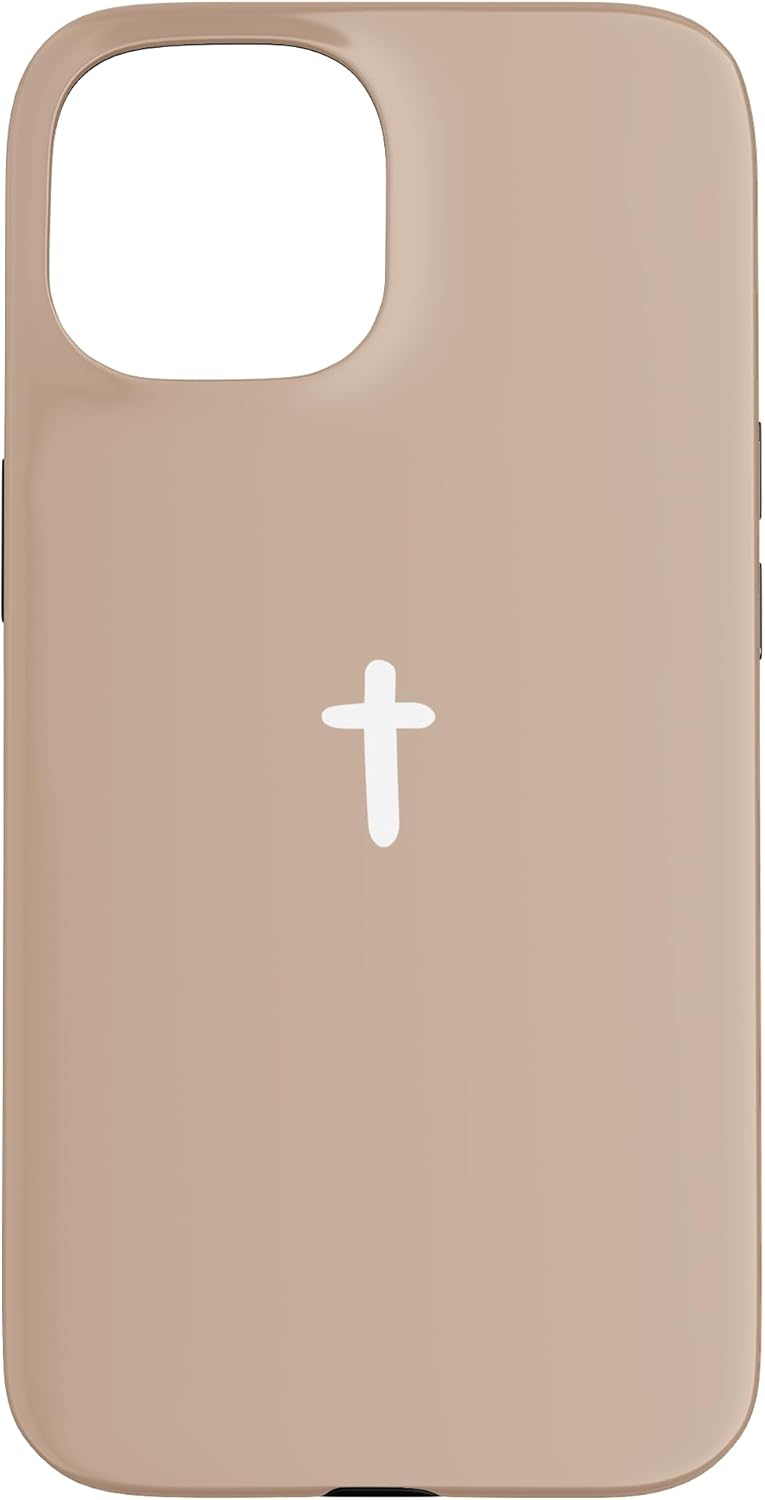 iPhone 13 Simple Cross Christian Earthy Boho Minimalist Beige Neutral Case