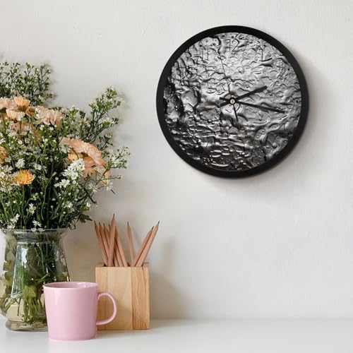 Horloge murale numérique à texture argentée pour grand salon - 4